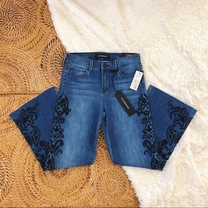 NWT liverpool hannah crop flare embroidered jeans
